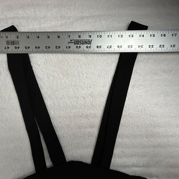 Stop Staring! Womens Suspender Style Jumpsuit Large Black Wide-Leg Stretch USA - Picture 5 of 10